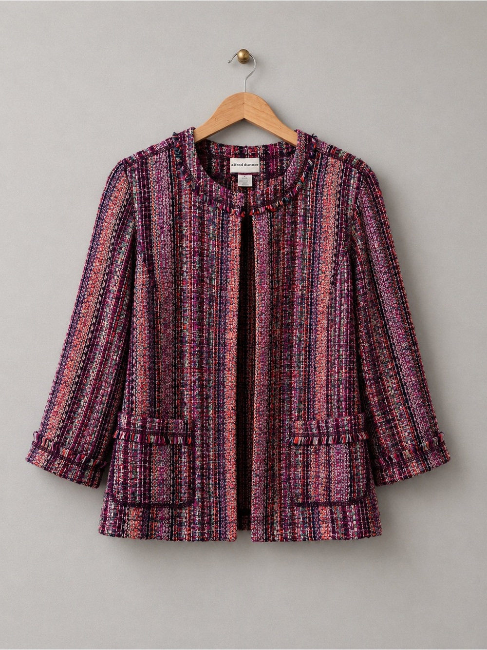 Alfred Dunner Petite XL Tweed Jacket Pink Purple